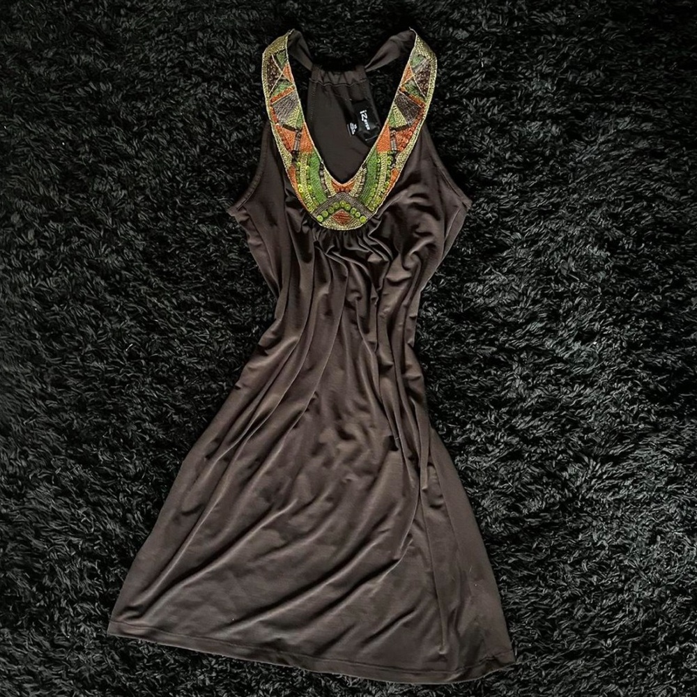 XS Vintage Iz Byer Indie Swoop Neck Short Dress